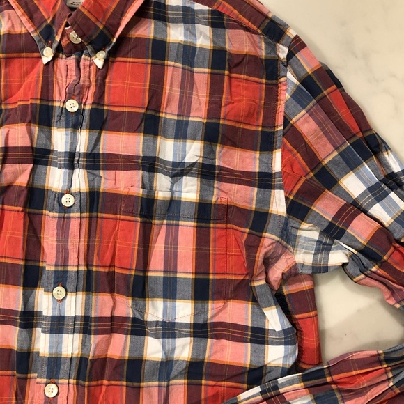 J. Crew Factory Summer Plaid Tailored Shirt Men’s Medium - Picture 5 of 8